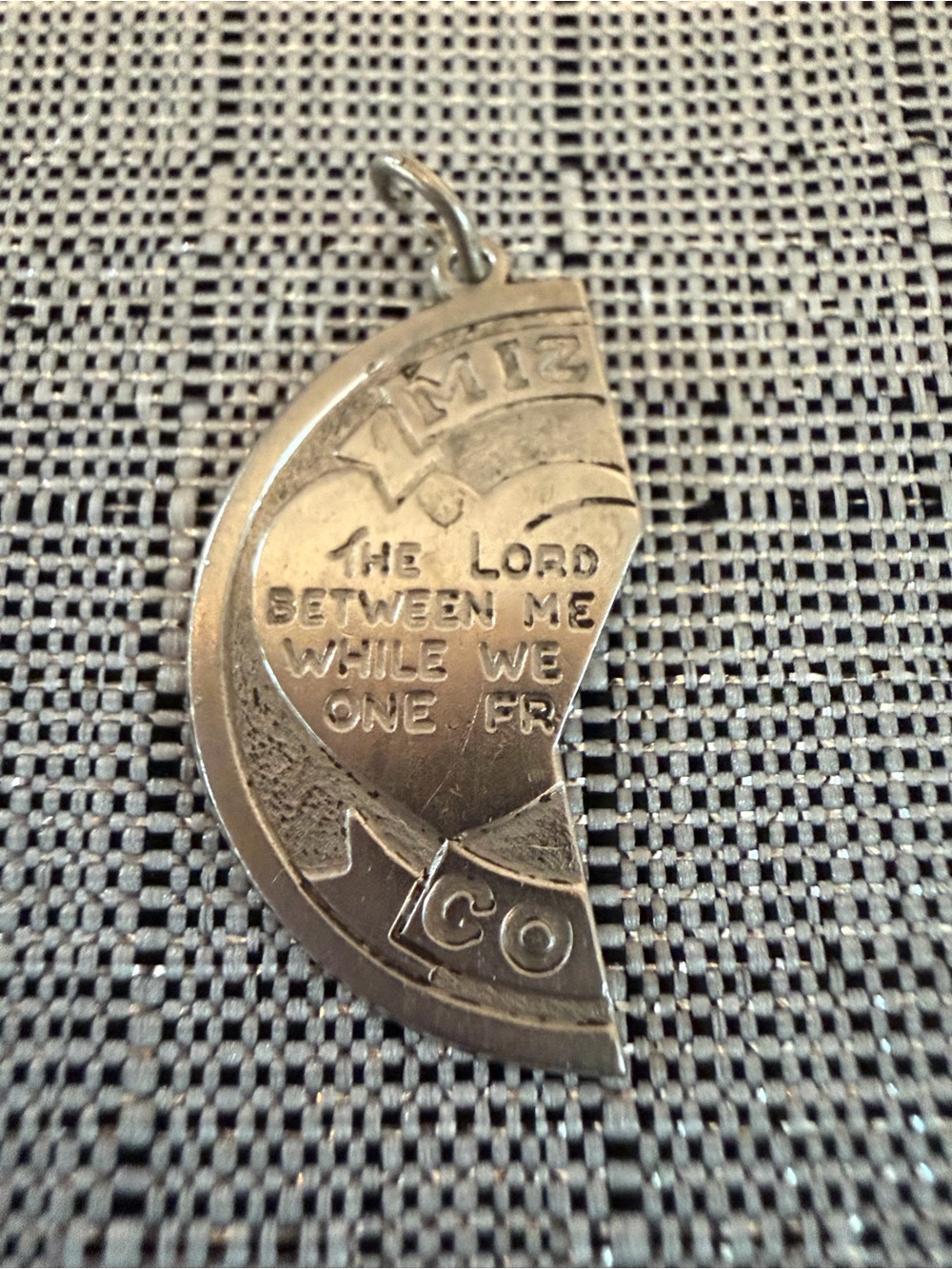 Vintage Silver Inspirational Half Heart Pendant Charm